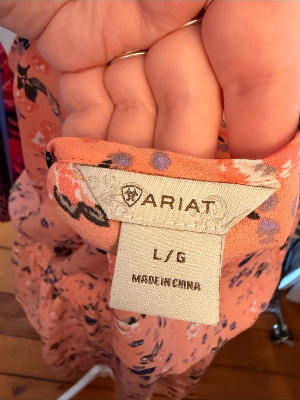 Ariat Peach Floral Tiered Spaghetti-Strap Mini Dress - Picture 4 of 5